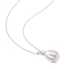 Thumbnail Image 2 of Cultured Pearl & White Lab-Created Sapphire Necklace Sterling Silver 18&quot;