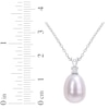 Thumbnail Image 3 of Cultured Pearl & White Lab-Created Sapphire Necklace Sterling Silver 18&quot;