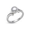 Thumbnail Image 2 of Cultured Pearl & White Lab-Created Sapphire Ring Sterling Silver