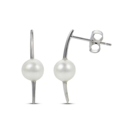 Cultured Pearl Bar Earrings Sterling Silver