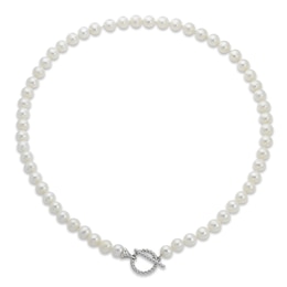 Cultured Pearl Strand Necklace Oval Sterling Silver 18&quot;