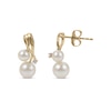 Thumbnail Image 1 of Cultured Pearl & Diamond Twist Earrings 14K Yellow Gold