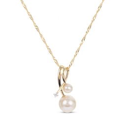 Cultured Pearl & Diamond Twist Necklace 14K Yellow Gold 18&quot;