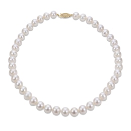 7-7.5mm Cultured Pearl Strand Necklace 14K Yellow Gold 16&quot;