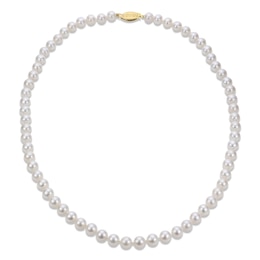 7-7.5mm Cultured Pearl Strand Necklace 14K Yellow Gold 20&quot;