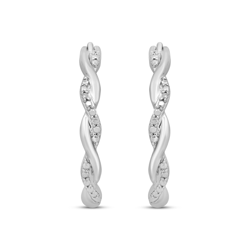 Main Image 2 of Diamond Twist Hoop Earrings Sterling Silver