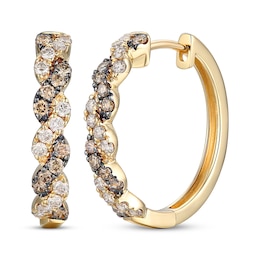 Le Vian Chocolate Twist Diamond Hoop Earrings 3/4 ct tw 14K Honey Gold