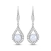 Thumbnail Image 2 of Cultured Pearl & White Lab-Created Sapphire Teardrop Dangle Earrings Sterling Silver