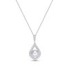 Thumbnail Image 1 of Cultured Pearl & White Lab-Created Sapphire Teardrop Necklace Sterling Silver 18&quot;