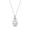 Thumbnail Image 1 of Cultured Pearl & White Lab-Created Sapphire Necklace Sterling Silver 18&quot;