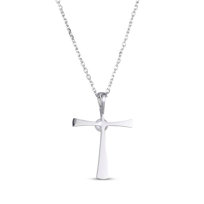 Main Image 3 of Cultured Pearl Cross Necklace Sterling Silver 18”