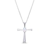 Thumbnail Image 1 of Oval-Cut White Lab-Created Opal Cross Necklace Sterling Silver 18”