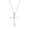 Thumbnail Image 3 of Oval-Cut White Lab-Created Opal Cross Necklace Sterling Silver 18”