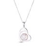 Thumbnail Image 3 of Pink Cultured Pearl & Round-Cut White Lab-Created Sapphire Heart Necklace Sterling Silver 18”