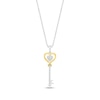 Thumbnail Image 1 of Round-Cut Diamond Heart-Topped Key Necklace 1/10 ct tw Sterling Silver & 10K Yellow Gold 18”