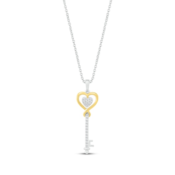Heart Key Necklace 10K Yellow Gold 18