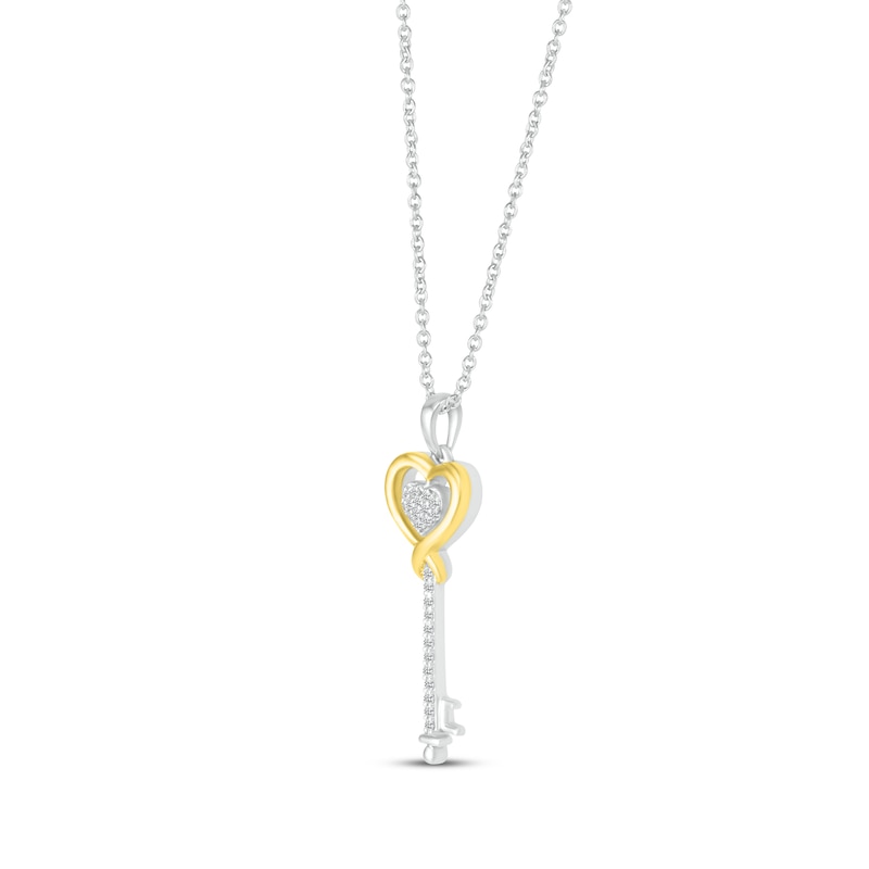 Sterling Silver Key To My Heart Key Pendant Necklace, 18 