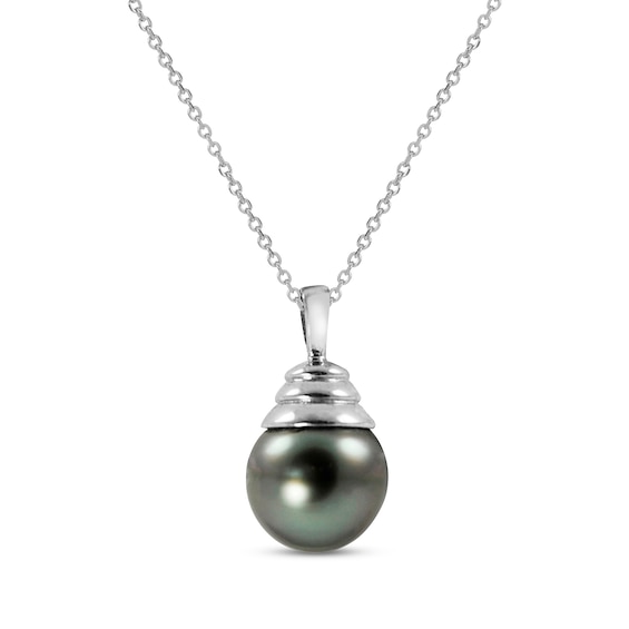 Tahitian Cultured Pearl Capped Necklace Sterling Silver 18”