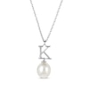 Thumbnail Image 1 of Cultured Pearl Initial “K” Necklace Sterling Silver 18”