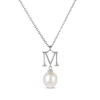 Thumbnail Image 1 of Cultured Pearl Initial “M” Necklace Sterling Silver 18”