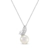 Thumbnail Image 2 of Cultured Pearl & White Lab-Created Sapphire Bunny Necklace Sterling Silver 18&quot;