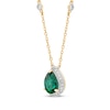 Thumbnail Image 2 of Pear-Shaped Lab-Created Emerald & Diamond Necklace 1/6 ct tw 10K Yellow Gold 18&quot;