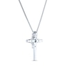 Thumbnail Image 3 of Cultured Pearl & White Lab-Created Sapphire Cross Necklace Sterling Silver 18&quot;