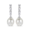 Thumbnail Image 2 of Cultured Pearl & White Lab-Created Sapphire Drop Earrings Sterling Silver