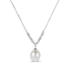 Thumbnail Image 1 of Cultured Pearl & White Lab-Created Sapphire Drop Necklace Sterling Silver 18&quot;