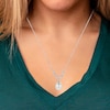 Thumbnail Image 3 of Cultured Pearl & White Lab-Created Sapphire Drop Necklace Sterling Silver 18&quot;