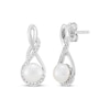 Thumbnail Image 1 of Cultured Pearl & White Lab-Created Sapphire Twist Drop Earrings Sterling Silver