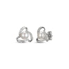 Thumbnail Image 1 of Cultured Pearl & White Lab-Created Sapphire Orbit Earrings Sterling Silver