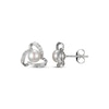 Thumbnail Image 3 of Cultured Pearl & White Lab-Created Sapphire Orbit Earrings Sterling Silver