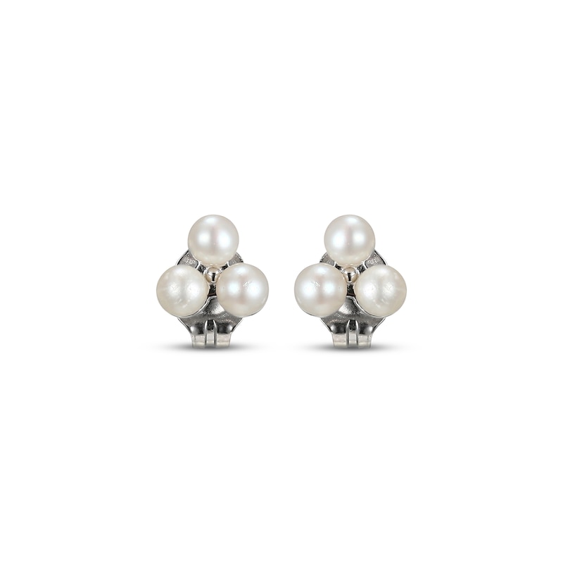 Main Image 2 of Cultured Pearl Trio Stud Earrings Sterling Silver