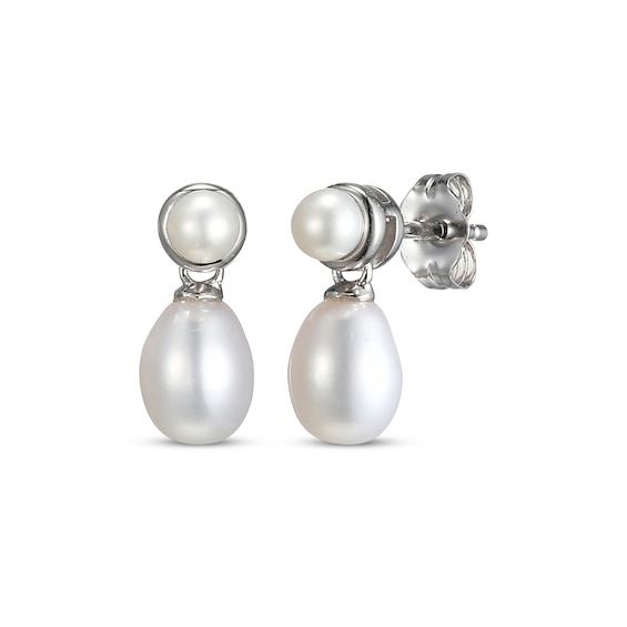 Cultured Pearl Drop Earrings Sterling Silver