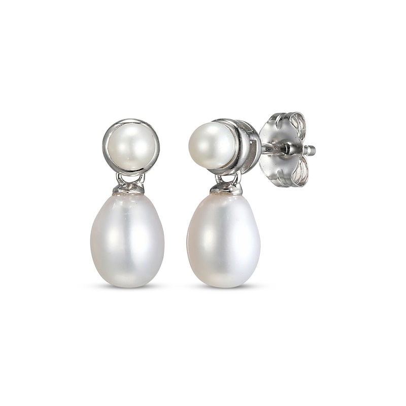 Main Image 1 of Cultured Pearl Drop Earrings Sterling Silver