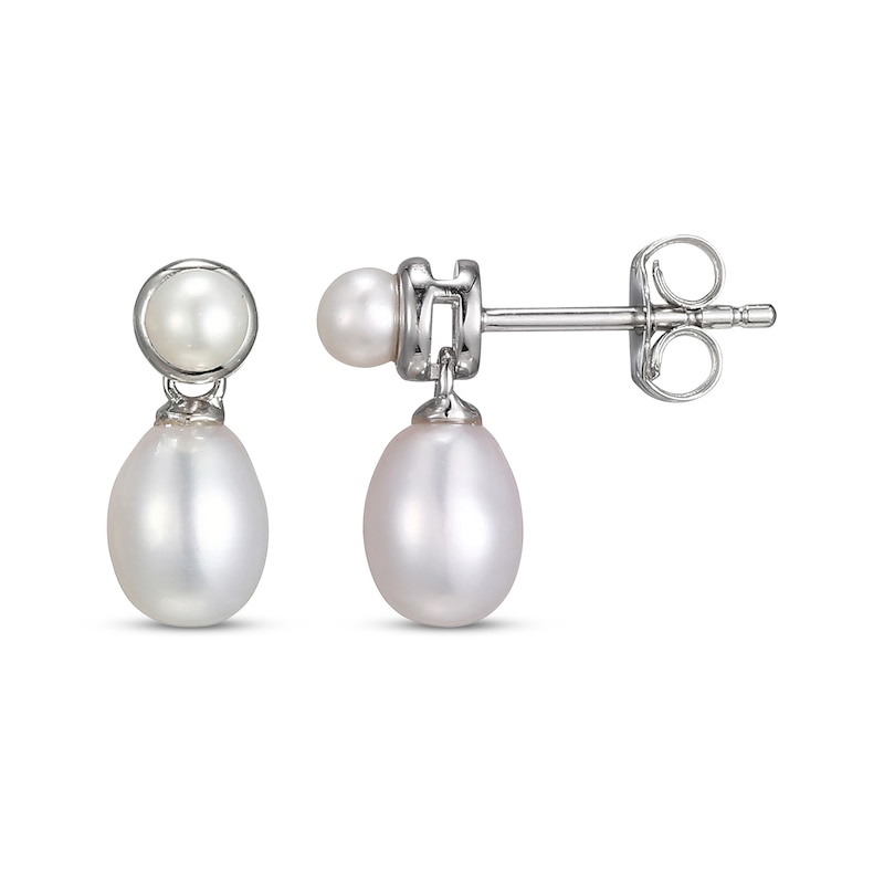 Main Image 3 of Cultured Pearl Drop Earrings Sterling Silver