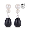 Thumbnail Image 0 of Cultured Pearl & Oval-Cut Black Onyx Dangle Earrings Sterling Silver