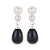 Thumbnail Image 1 of Cultured Pearl & Oval-Cut Black Onyx Dangle Earrings Sterling Silver