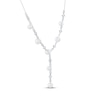 Thumbnail Image 3 of Cultured Pearl & White Lab-Created Sapphire Y-Drop Necklace Sterling Silver 18&quot;