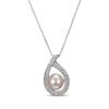 Thumbnail Image 1 of Cultured Pearl & White Lab-Created Sapphire Teardrop Necklace Sterling Silver 18&quot;