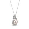 Thumbnail Image 2 of Cultured Pearl & White Lab-Created Sapphire Teardrop Necklace Sterling Silver 18&quot;