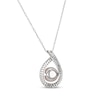 Thumbnail Image 3 of Cultured Pearl & White Lab-Created Sapphire Teardrop Necklace Sterling Silver 18&quot;