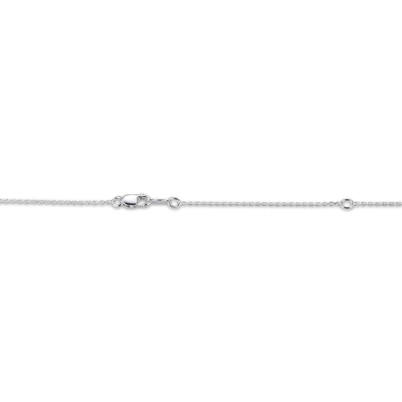 Main Image 4 of Cultured Pearl & White Lab-Created Sapphire Teardrop Necklace Sterling Silver 18&quot;