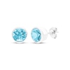 Thumbnail Image 1 of Swiss Blue Topaz Solitaire Bezel-Set Stud Earrings Sterling Silver