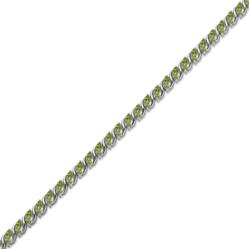 Main Image 2 of Marquise-Cut Peridot S-Link Bracelet Sterling Silver 7.25