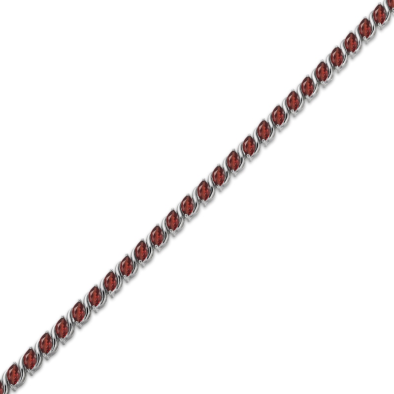 Main Image 2 of Marquise-Cut Garnet S-Link Bracelet Sterling Silver 7.25