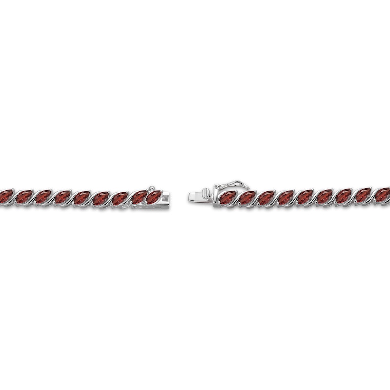 Main Image 3 of Marquise-Cut Garnet S-Link Bracelet Sterling Silver 7.25