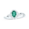 Thumbnail Image 1 of Oval-Cut Emerald & Diamond Ring 1/6 ct tw 14K White Gold