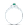 Thumbnail Image 3 of Oval-Cut Emerald & Diamond Ring 1/6 ct tw 14K White Gold